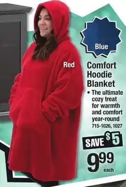 Menards Red Blue Comfort Hoodie Blanket offer