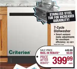 Menards 7-Cycle Dishwasher offer