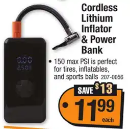 Menards Cordless Lithium Inflator & Power Bank offer