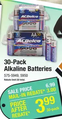 Menards 30-Pack Alkaline Batteries offer