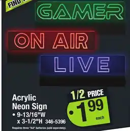 Menards Acrylic Neon Sign offer