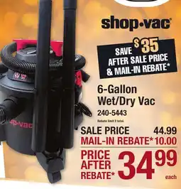 Menards 6-Gallon Wet/Dry Vac offer