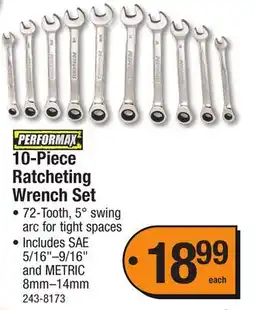 Menards 10-Piece Ratcheting Wrench Set offer