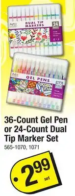 Menards 36-Count Gel Pen or 24-Count Dual Tip Marker Set offer