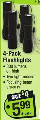 Menards 4-Pack Flashlights offer