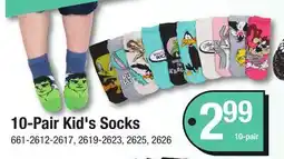 Menards 10-Pair Kid's Socks offer
