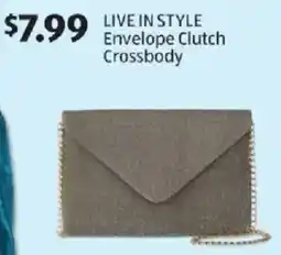 Aldi Live in style envelope clutch crossbody offer