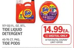 Kings Food Markets TIDE LIQUID DETERGENT 117-132 FL. OZ. BTL. TIDE PODS offer
