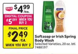 Stop&Shop Softsoap or Irish Spring Body Wash offer