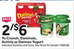 Stop&Shop Yo Crunch, Danimals, Activia or Dannon Yogurt offer