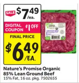 Stop&Shop Nature's Promise Organic 85% Lean Ground Beef offer