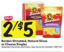 Stop&Shop Borden Shredded, Natural Slices or Cheese Singles offer