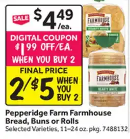Stop&Shop Pepperidge Farm Farmhouse Bread, Buns or Rolls offer