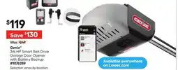 Lowe's 3/4-HP Smart Belt Drive Garage Door Opener with Battery Backup offer