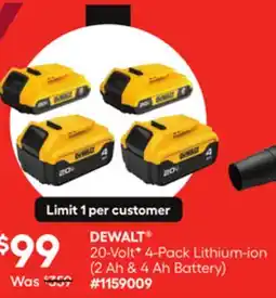 Lowe's 20-Volt* 4-Pack Lithium-ion (2 Ah & 4 Ah Battery) offer