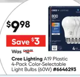 Lowe's A19 Plastic 4-Pack Color-Selectable Light Bulbs offer