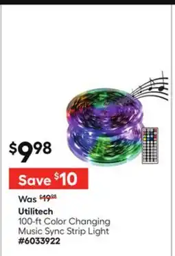 Lowe's 100-ft Color Changing Music Sync Strip Light offer