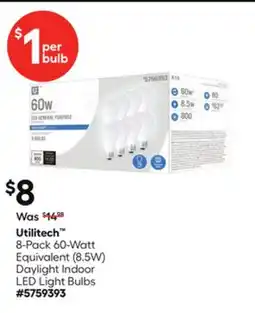Lowe's Utilitech 8-Pack 60-Watt Equivalent (8.5W) Daylight Indoor LED Light Bulbs offer