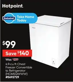 Lowe's 4.9-cu ft Chest Freezer Convertible to Refrigerator offer