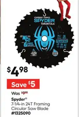 Lowe's Spyder 7-1/4-in 24T Framing Circular Saw Blade offer