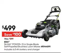 Lowe's 56-VoltG POWER+ 21-in Single-Blade Self-Propelled Brushless Lawn Mower offer