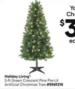 Lowe's 5-ft Green Crescent Pine Pre-Lit Artificial Christmas Tree offer