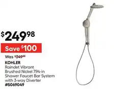 Lowe's Raindet Vibrant Brushed Nickel 7.94-in Shower Faucet Bar System with 3-way Diverter offer