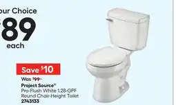 Lowe's Project Source Pro-Flush White 1.28-GPF Round Chair-Height Toilet offer