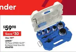 Lowe's 13-Piece SPEED SLOT Bi-Metal Hole Saw Kit offer