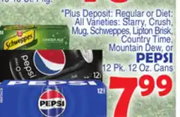 Bravo Supermarkets PEPSI 12 Pk. 12 Oz. Cans offer