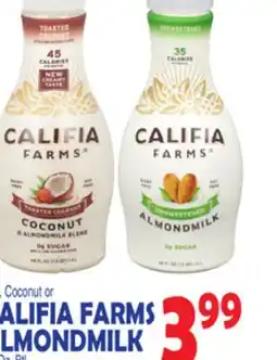 Bravo Supermarkets Oat, Coconut Or Califia Farms Almondmilk offer
