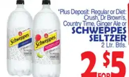 Bravo Supermarkets SCHWEPPES SELTZER 2 Ltr. Btls offer