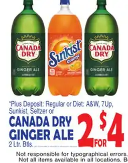 Bravo Supermarkets CANADA DRY GINGER ALE 2 ltr,Btls offer