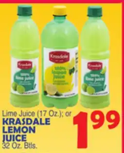 Bravo Supermarkets KRASDALE LEMON JUICE 32 Oz. Btls offer