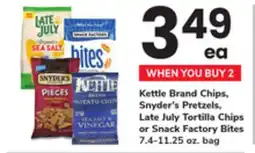 ACME Kettle Brand Chips, Snyder's Pretzels, Late July Tortilla Chips or Snack Factory Bites offer