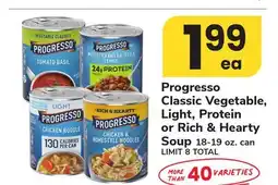 ACME Progresso Classic Vegetable, Light, Protein or Rich & Hearty Soup offer