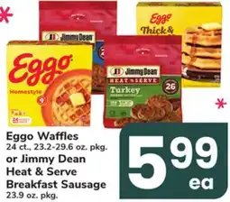 ACME Eggo Waffles 24 ct., 23.2-29.6 oz. pkg. or Jimmy Dean Heat & Serve Breakfast Sausage 23.9 oz. pkg offer