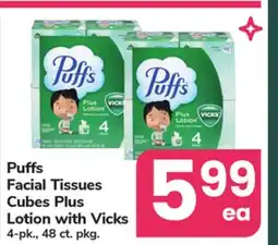 ACME Puffs Facial Tissues Cubes Plus Lotion with Vicks offer