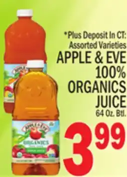C Town APPLE & EVE 100% ORGANICS JUICE offer