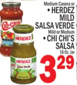 C Town HERDEZ MILD SALSA VERDE Mild or Medium CHI CHI'S SALSA 16 Oz. Jar offer