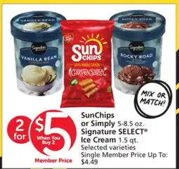 Vons SunChips or Simply 5-8.5 oz. Signature SELECT Ice Cream 1.5 qt offer