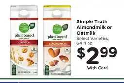 Ralphs Simple Truth Almondmilk or Oatmilk offer