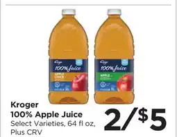 Food 4 Less Kroger 100% Apple Juice offer