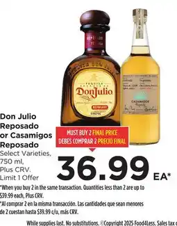 Food 4 Less Don Julio Reposado or Casamigos Reposado offer