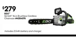 Lowe's 56-VoltG 16-in Brushless Cordless Chainsaw offer
