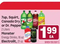 Tony’s Fresh Market 7up, Squirt, Canada Dry or Dr. Pepper, 2 Liters Monster Energy Drinks, 16 oz Electrolit, 21 oz offer
