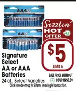 Jewel-Osco Signature Select AA or AAA Batteries offer