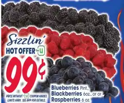Jewel-Osco Blueberries Pint. Blackberries 6oz. or Raspberries 6 oz offer