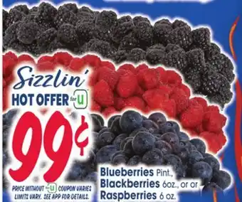 Jewel-Osco Blueberries Pint. Blackberries 6oz. or Raspberries 6 oz offer