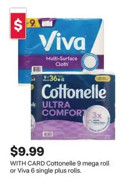 CVS Cottonelle 9 mega roll or Viva 6 single plus rolls offer